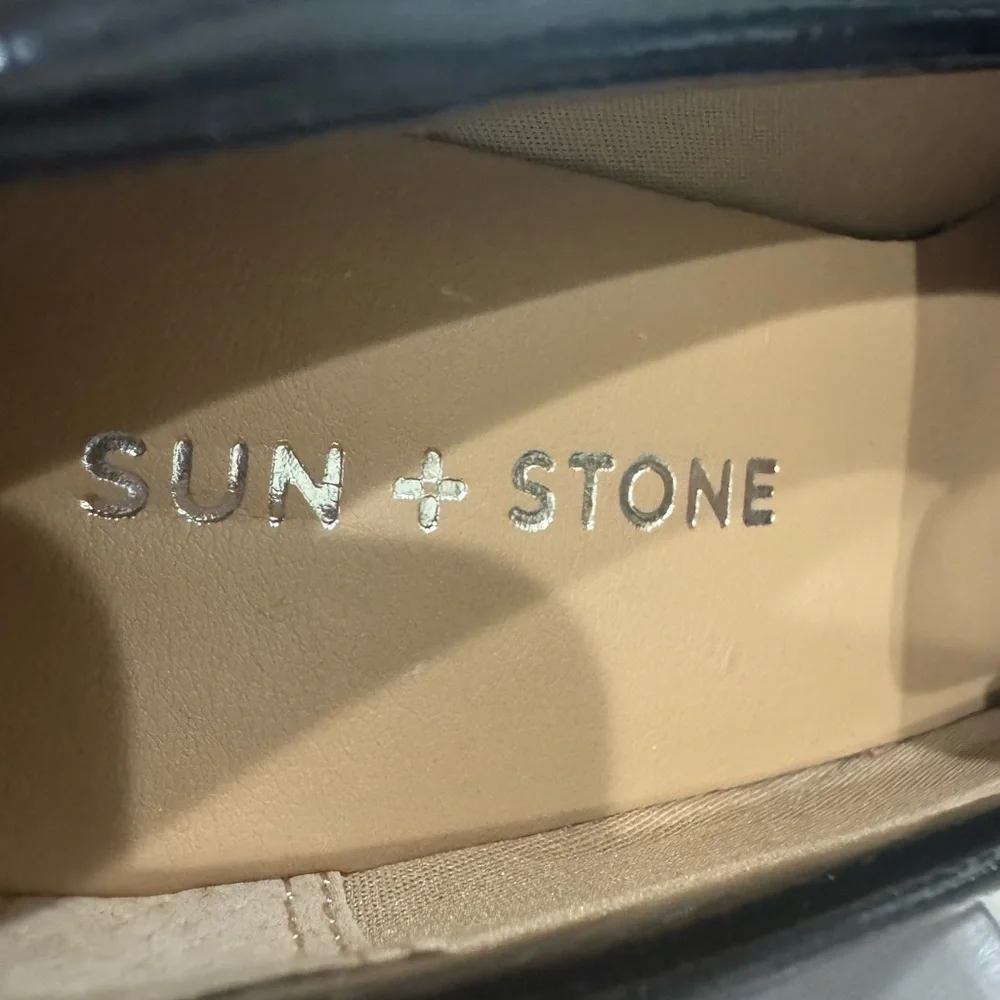 NIB Sun + Stone Prescott Black  Leather Platform Loafers Women’s SZ 6.5M